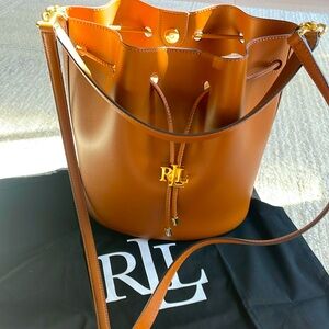 Lauren Ralph leather Drawstring/Bucket bag (like new)
